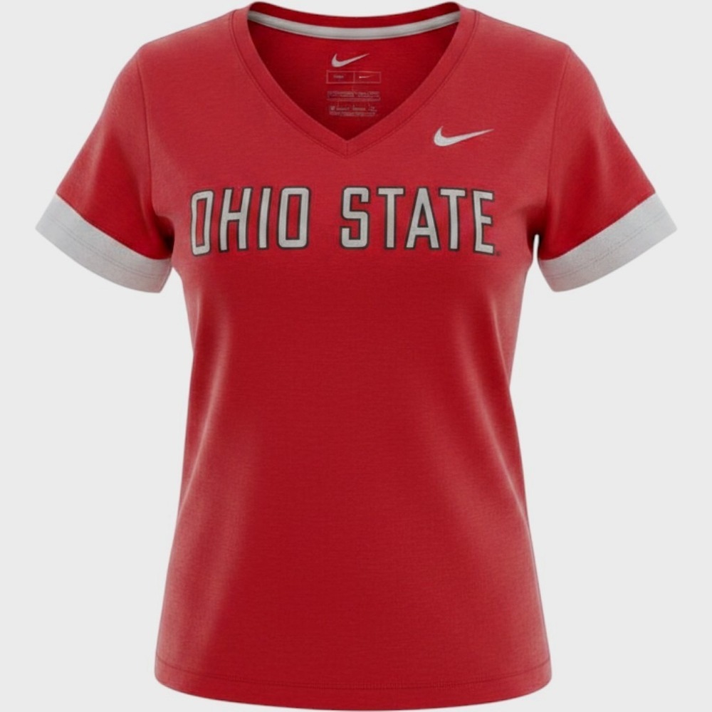 Nike Dri Fit V-Neck Ohio State Buckeyes Short Sleeve Shirt Women's Large